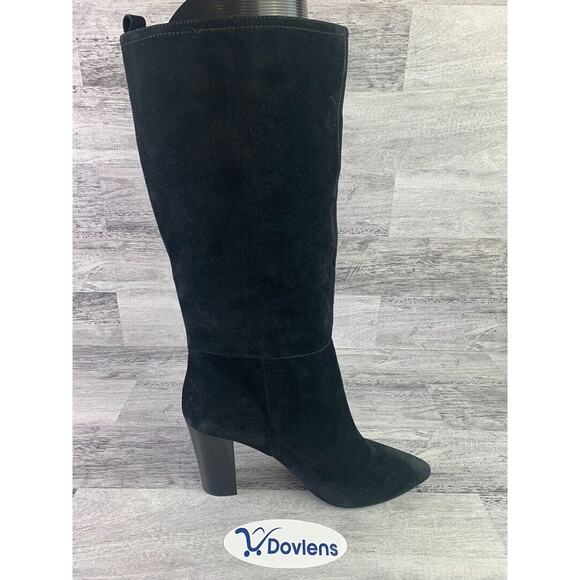 T&B Womens Black Suede Pointed Knee-High Boots Size 10M - Picture 5 of 8